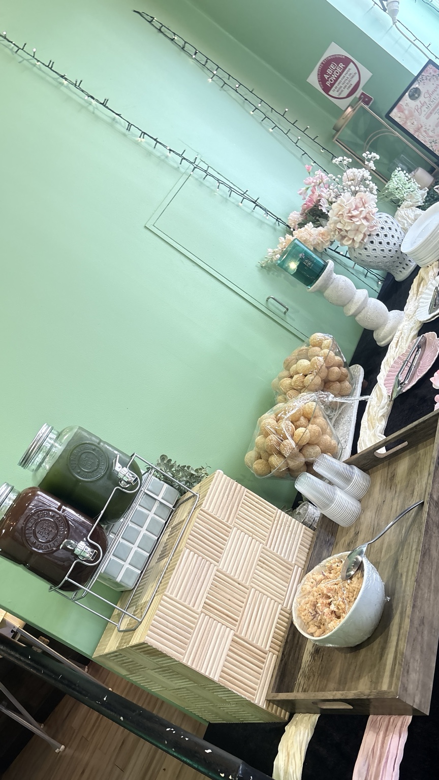 Cold drinks pani puri and decorated buffet table for a private event at Aura Indian Cuisine